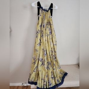 Free people Yellow Toile Print Maxi Dress xs